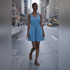NEW Athleta Size L Blue Mini Active Dress With Pockets